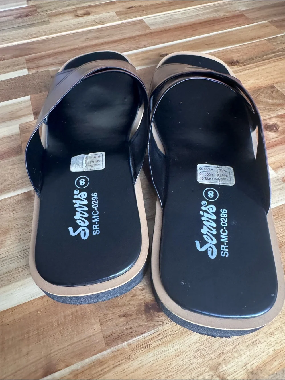 Servis Men’s Sandals Size 8 Brown Leather Cross Strap Slides SR-MC-0296